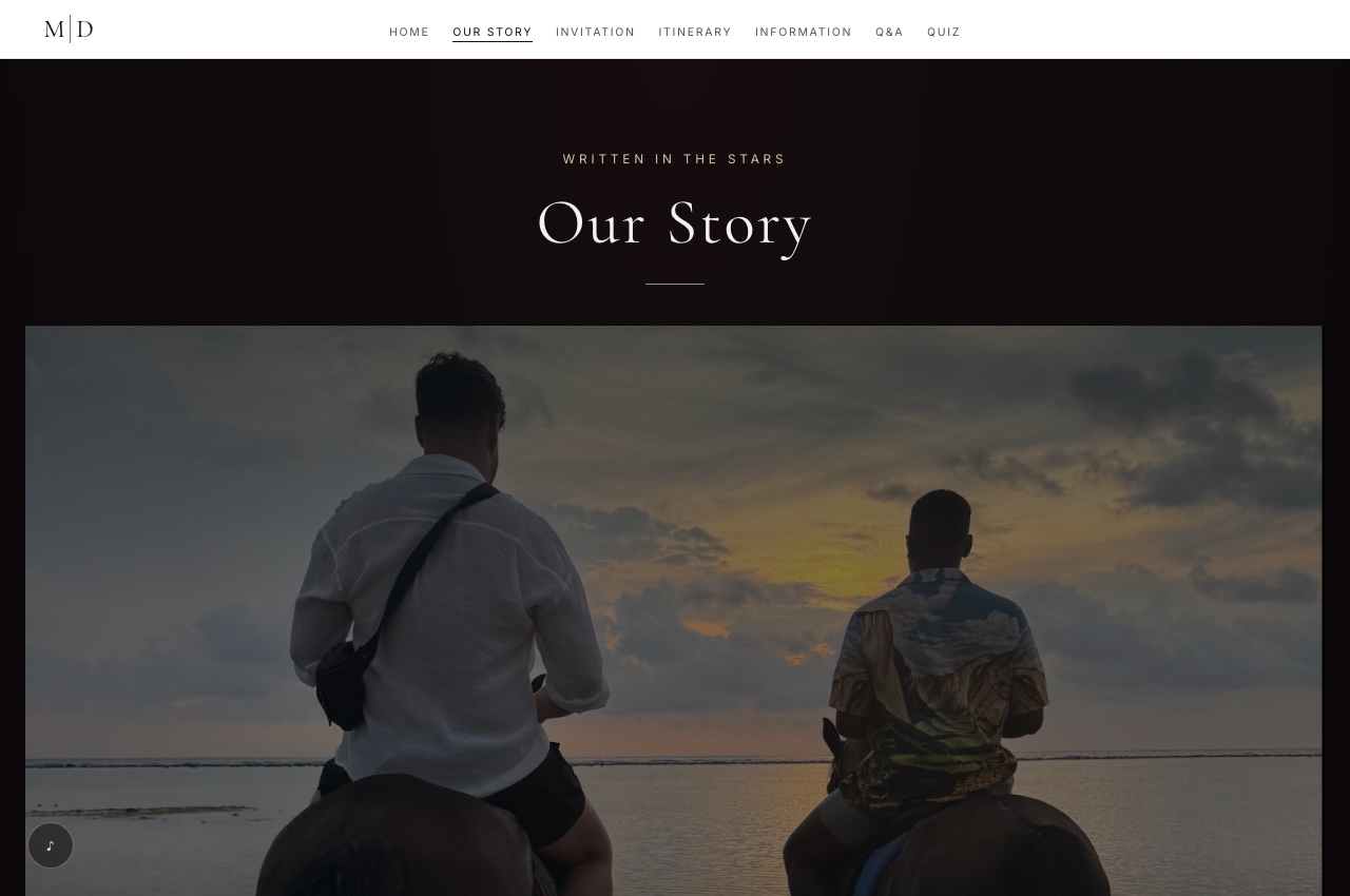 Matthew & Duane-Lamonte wedding website — Our Story page